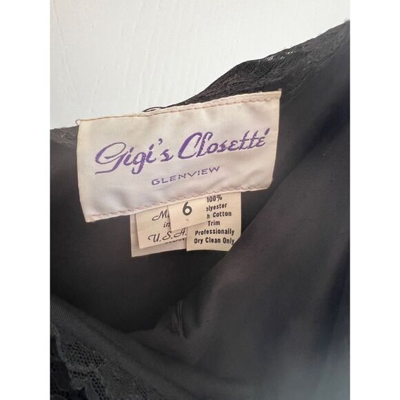 Vintage Gigi's Closette Glenview Black Multi Dress Size 6 Strapless - Picture 4 of 7